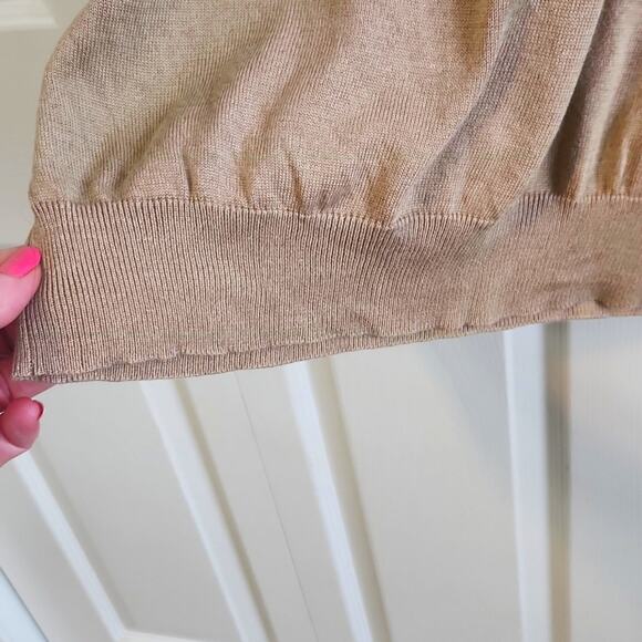 Pronto Uomo Mens Light Brown Mock Sweater SZ LG Silk Blend Pullover Lightweight - Picture 5 of 10